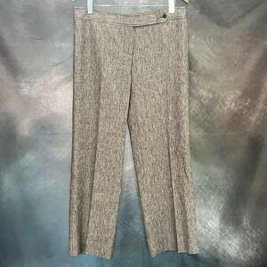 Valentino Roma Womens Textured Straight Leg Dress Pants Grey Brown IT 48 US 12‎